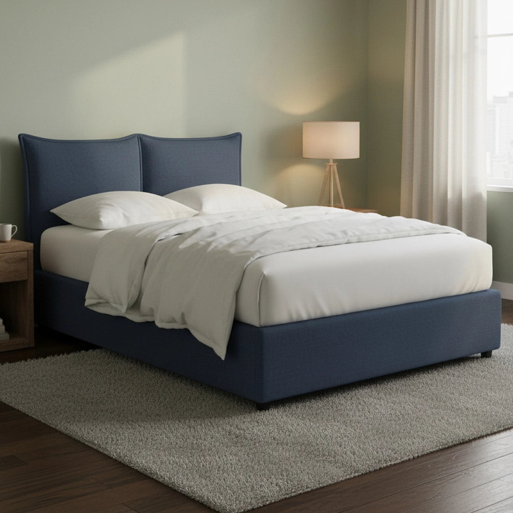 Wetherby, Letto Matrimoniale Sfoderabile Made in Italy, blu