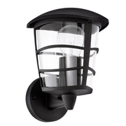 Applique Esterno Moderna Aloria Alluminio Nero Policarbonato Trasp 1 Luce E27
