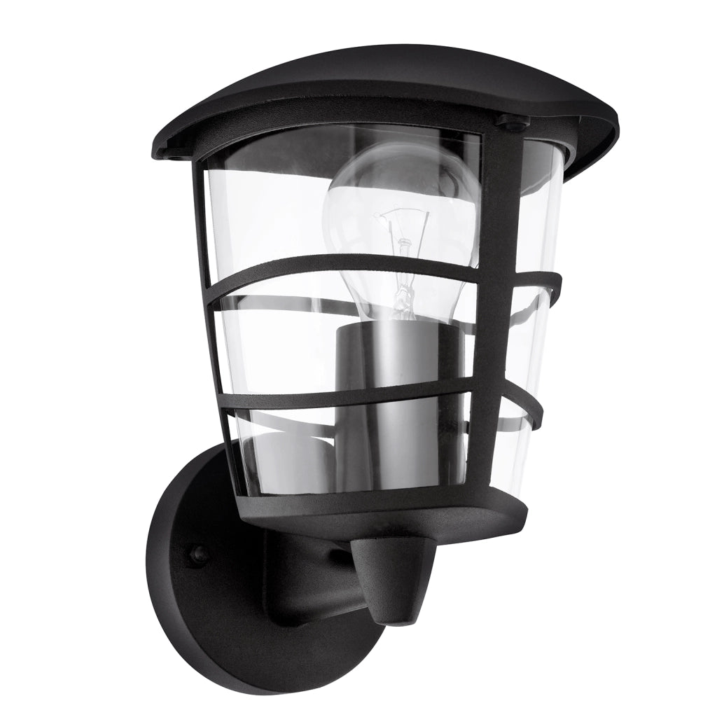 Applique Esterno Moderna Aloria Alluminio Nero Policarbonato Trasp 1 Luce E27