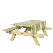 Tavolo picnic in legno con panche integrate, set 6 posti pino impregnato per giardino e terrazzo - Esterni da Vivere