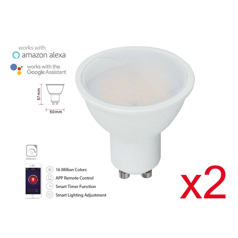 Smart Lampada Faretto Led GU10 4,5W WiFi RGB CCT Dimmerabile APP Compatible Amazon Alexa Google Home SKU-2757