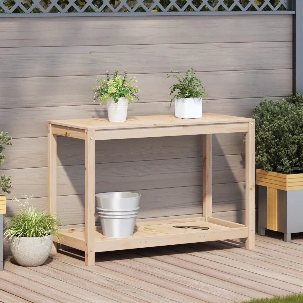 Tavolo Invaso con Ripiano 108x50x75 cm Legno Massello di Pino CFW4408584