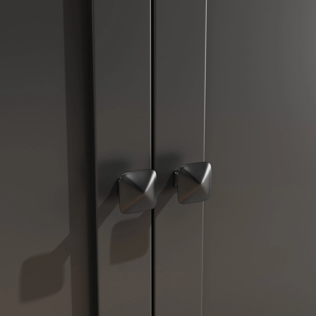Credenza cucina 107x43x184 cm con illuminazione LED; ripiani aperti; MDF e metallo; nero