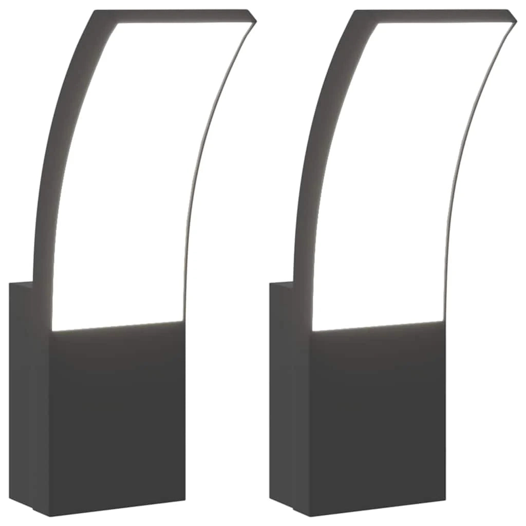 Set di 2 applique LED da esterno resistenti alle intemperie design moderno 7 x 4,5 x 23 cm alluminio nero 02_0056577
