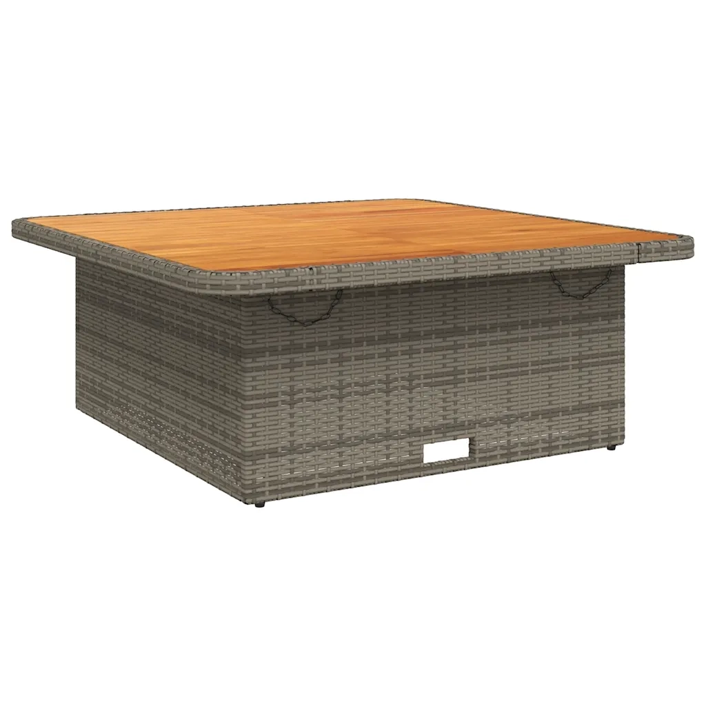 Tavolo Giardino | Tavolino da esterno Grigio 110x110x71cm Polyrattan Legno di Acacia
