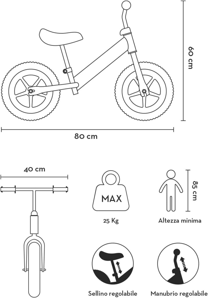Bicicletta Senza Pedali Balance Bike per Bambini 10 Pollici 80x40x60 cm Sellino e Manubrio Regolabili Hot Wheels Blu e