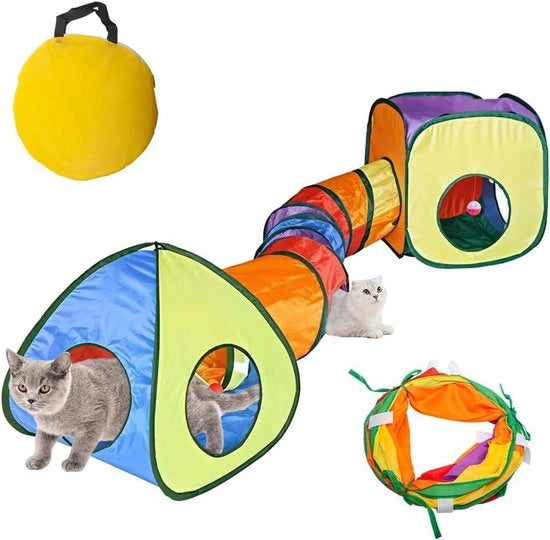 Tunnel Enclosure 3 in 1 per Gatti con Borsa di Stoccaggio Ripiegabile per Interno Esterno Animali di Compagnia Coniglio Cucciolo Cinghiale