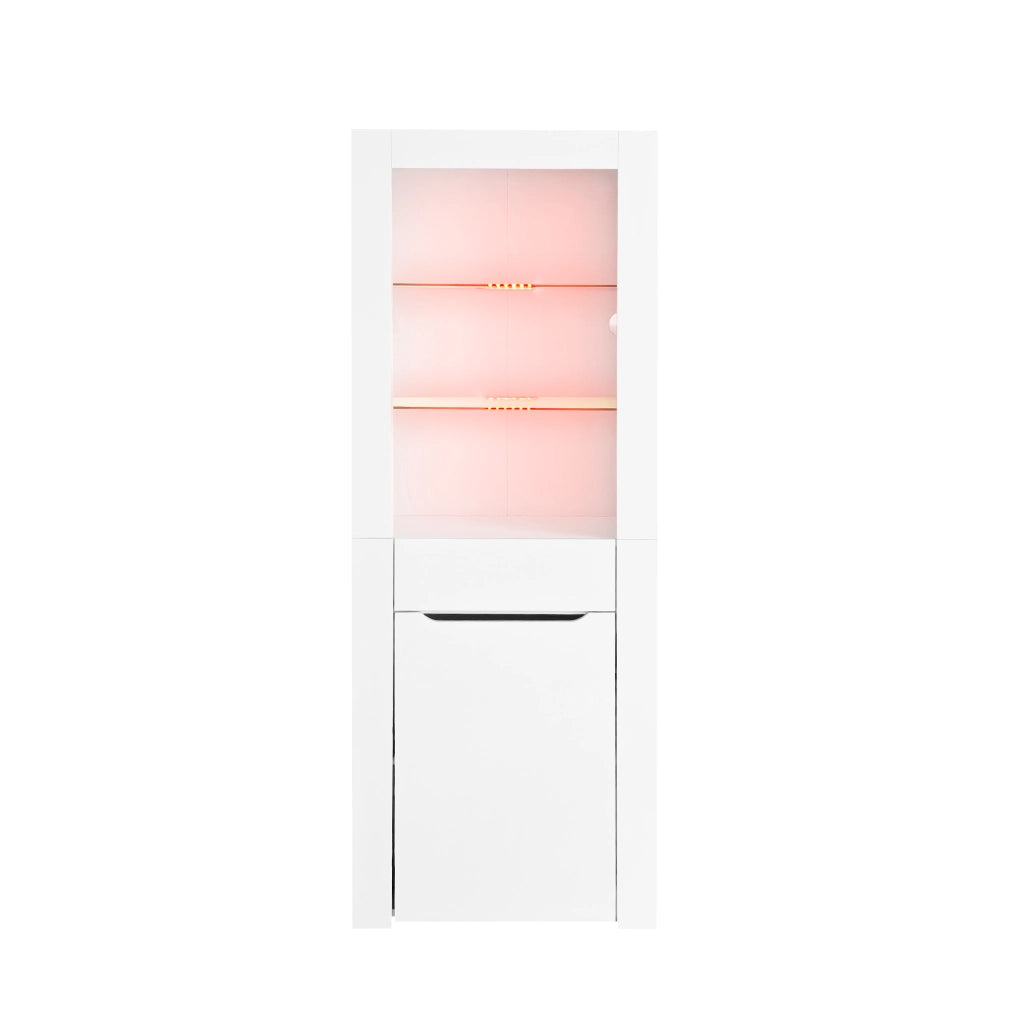 Vetrina con Luci LED ¨C Xylo ¨C Libreria Scaffale Bianco per Soggiorno Ufficio