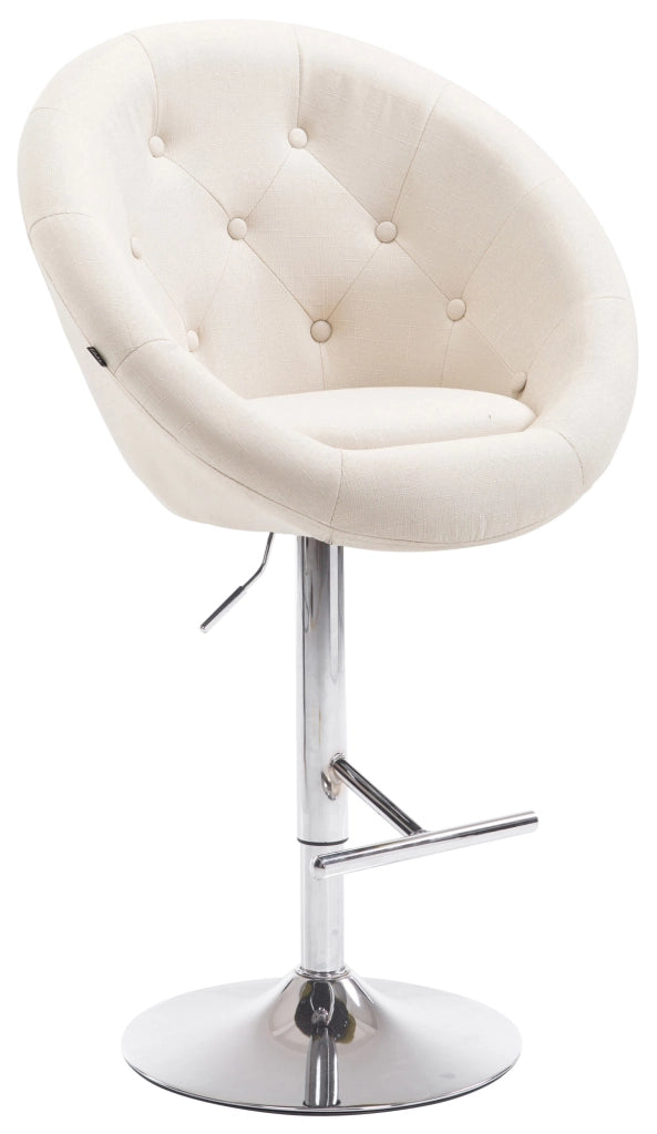 Sgabello da bar London V2 in tessuto crema,cromo