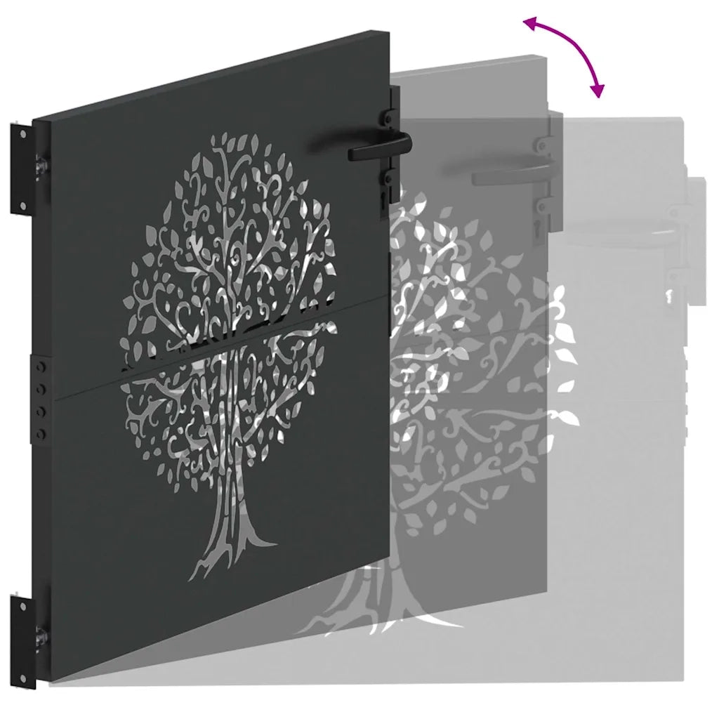 vidaXL Cancello da giardino, Cancello da Giardino 85x75 cm Design Albero in Acciaio Corten