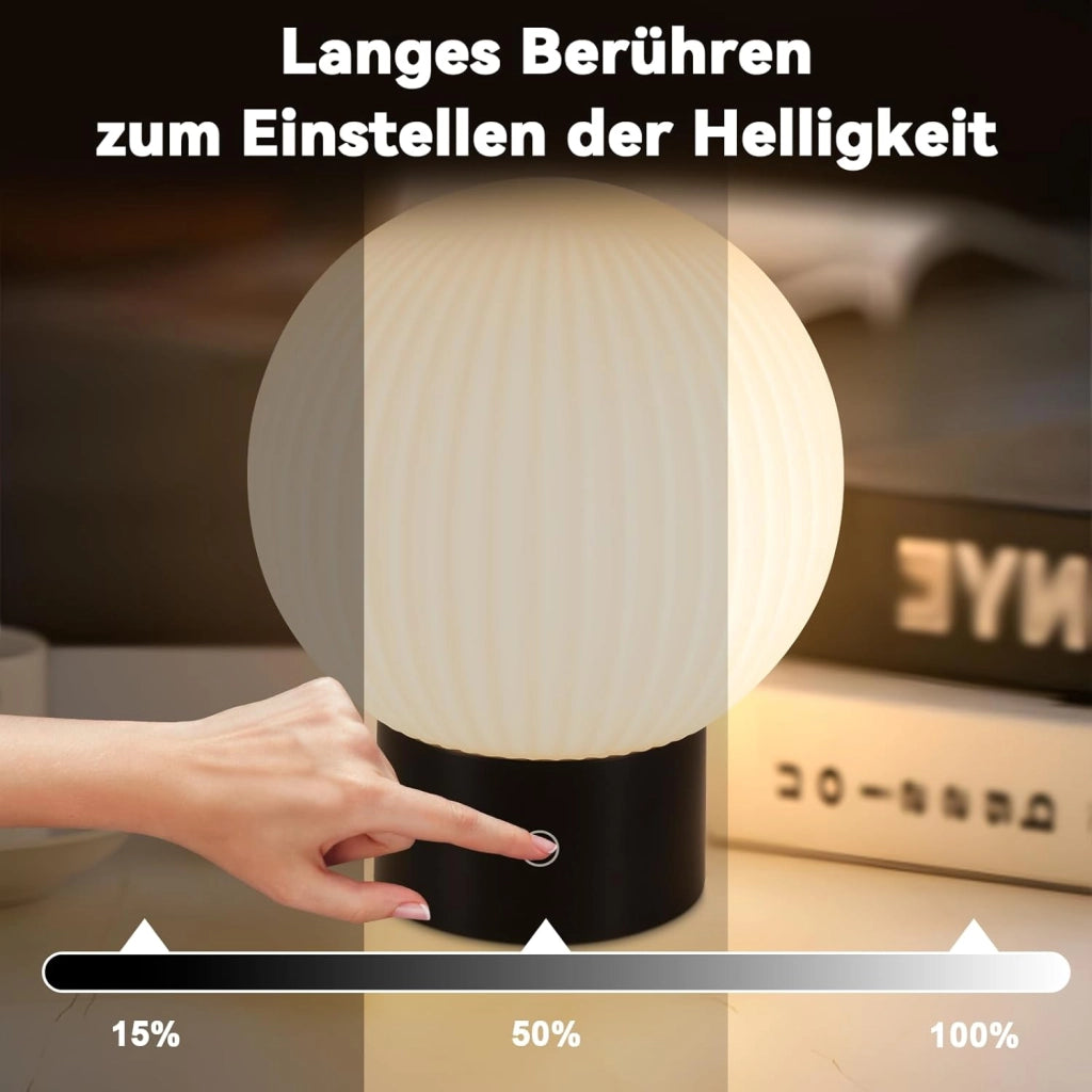 ZMH Lampada da tavolo LED bianca wireless rotonda touch dimmerabile ricaricabile per camera letto comodino
