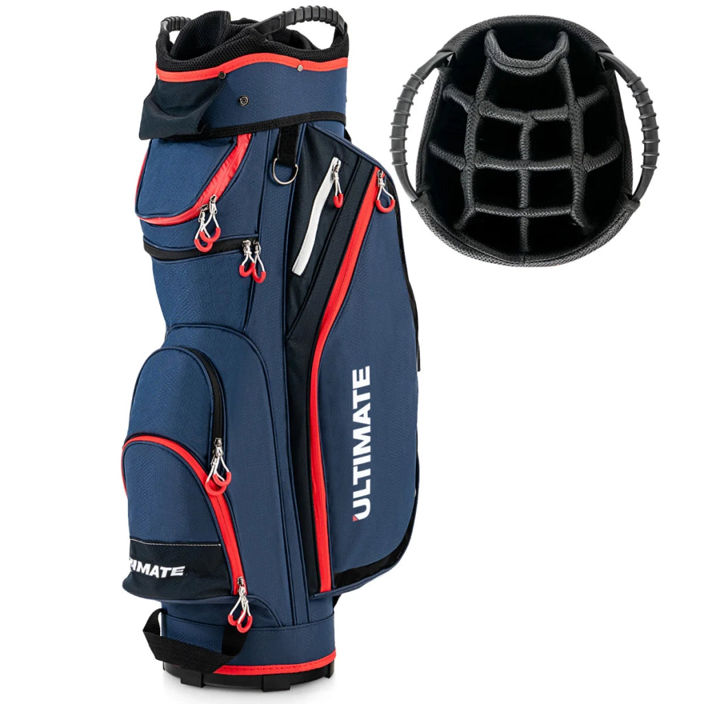 Sacca da golf a treppiede 39 x 25 x 128 cm 14 scomparti 8 tasche pratico contenitore nylon blu navy 20_0020518