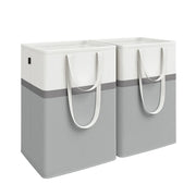 Set di 2 cesti portabiancheria pieghevoli sacchi portabiancheria da 75 litri con manici corti e lunghi facili da trasportare e pulire autoportanti grigio ardesia 12_0006243