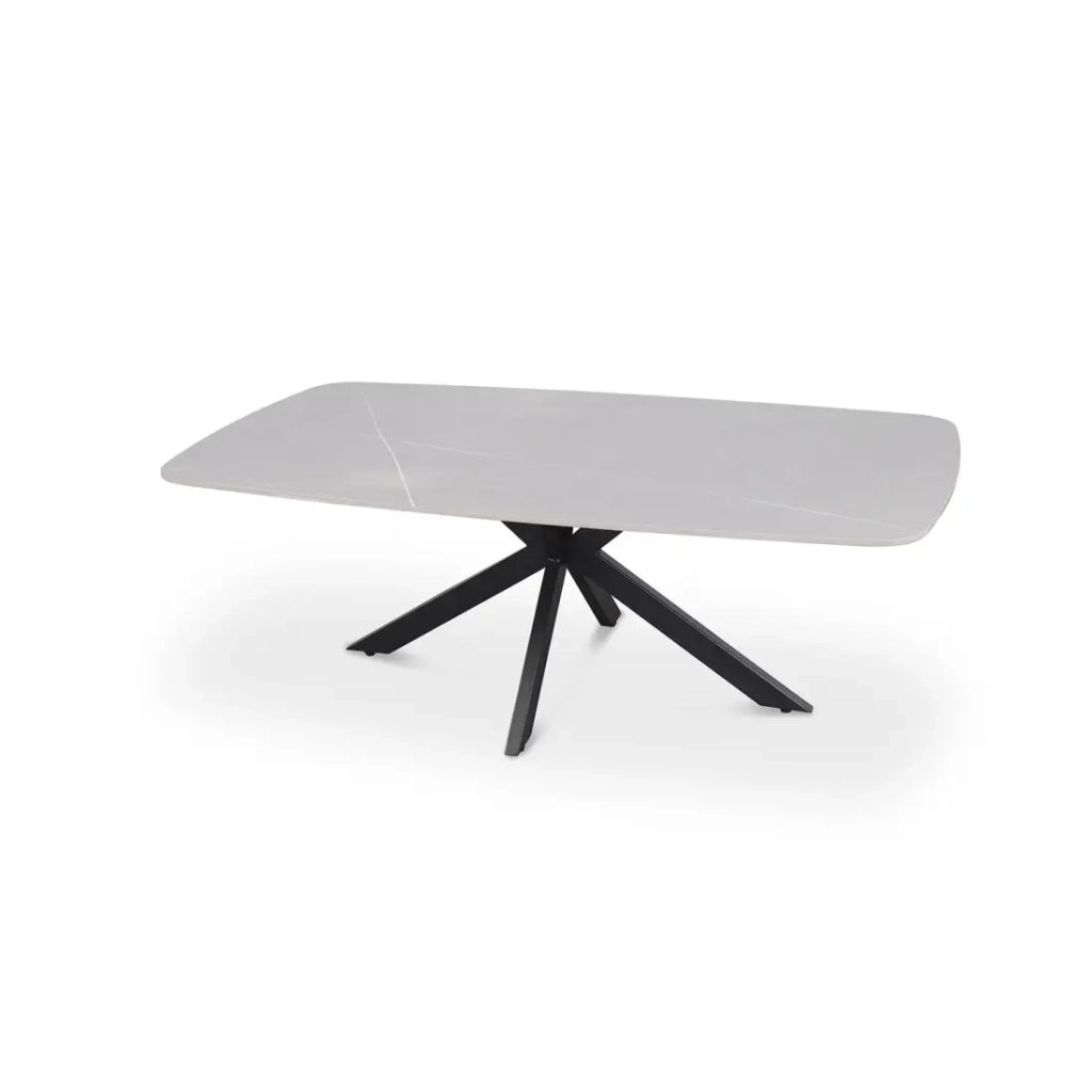 Table bassa ARVENA – Tavolino rettangolare 130x70 cm – Pietra grigia & metallo – Design contemporaneo e raffinato