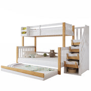 LETTO a castello con letto estraibile, scala contenitore, 120x200 cm, bianco/naturale