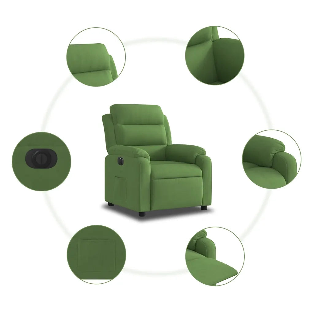 Poltrona Reclinabile Elettrica Verde Chiaro in Velluto 3205073