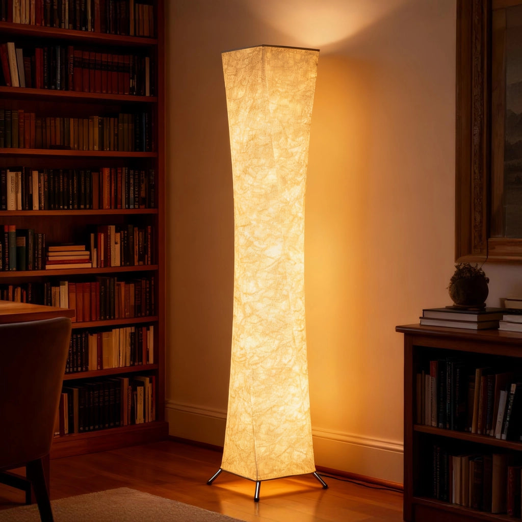 Lampada da terra con paralume in carta ¨C Xylo ¨C interruttore a pedale, 3 livelli luminosit¨¤, bianco