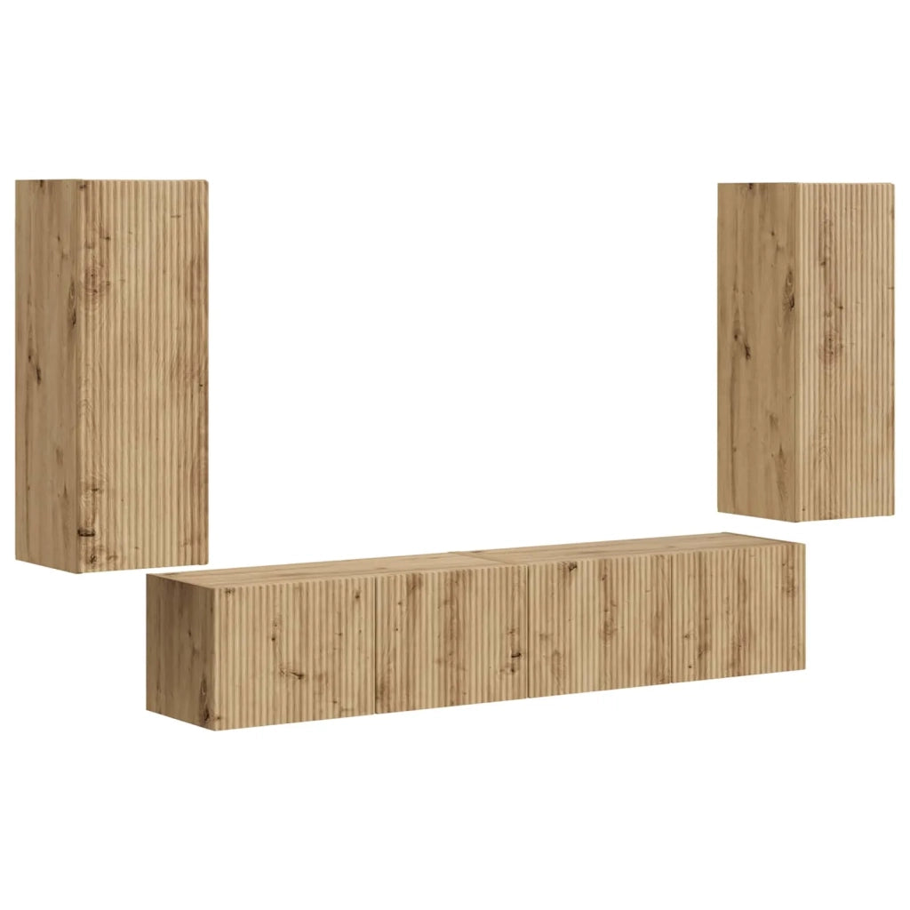 Set di Mobiletto da TV a Parete 4 pcs Rovere artigianale 3408924