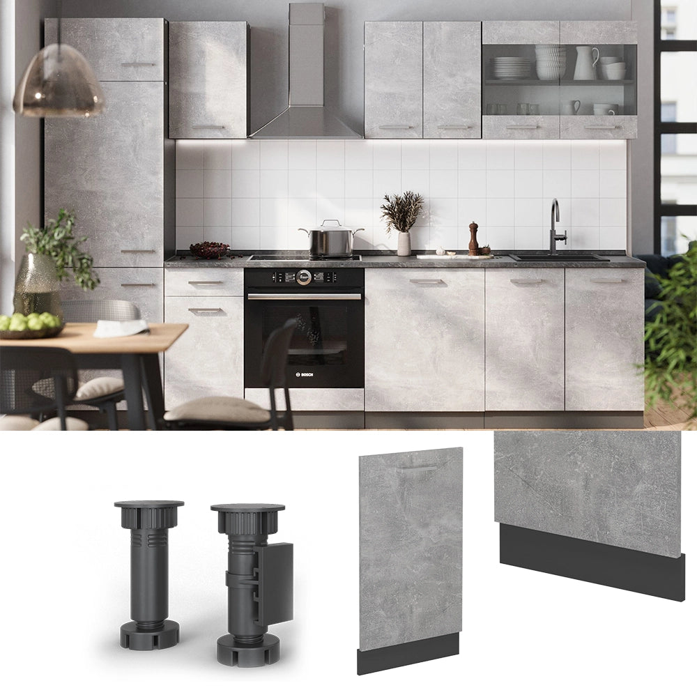 Vicco Coperchio per lavastoviglie Calcestruzzo 45 cm , PL Rovere