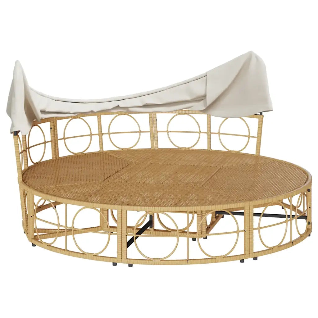 Lettino Prendisole Esterno Tetto e Cuscini in Polyrattan