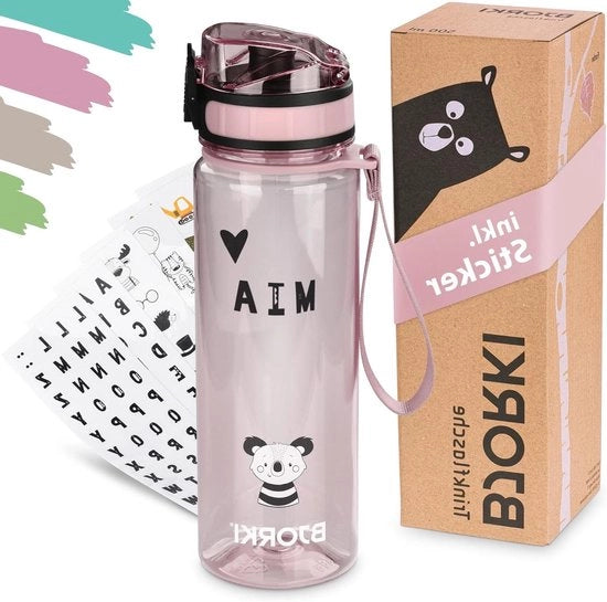 Bottiglia di bevanda senza zucchero 500 ml - per bambini - etichetta personalizzabile - scuola asilo - sport - bevande gassate - robusta - bambini attivi