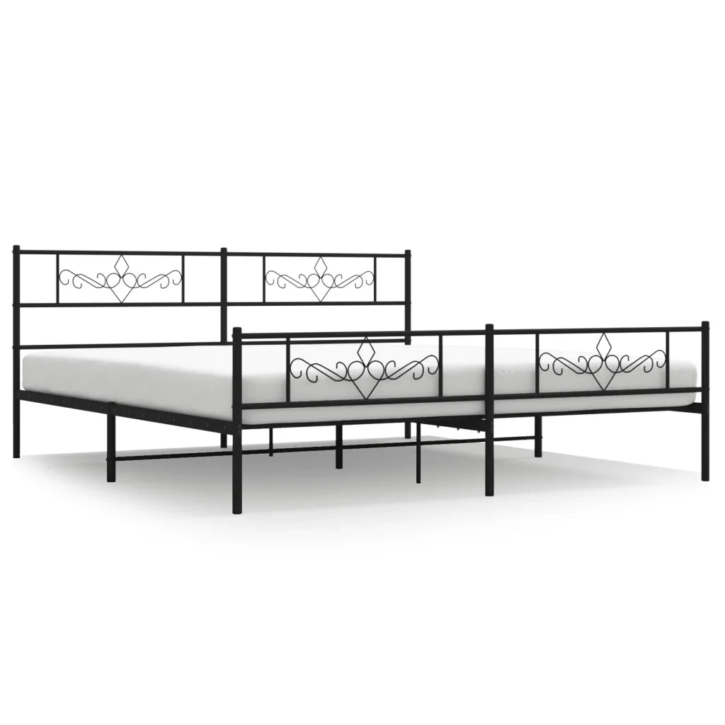 Giroletto con Testiera e Pediera Metallo Nero 180x200 cmcod mxl 81977