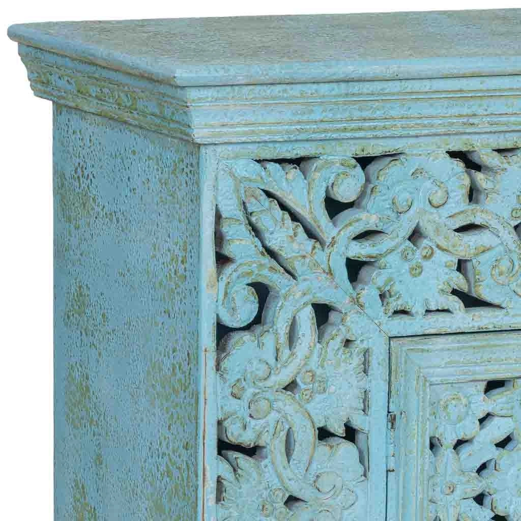 Tavolino da ingresso in legno blu 90x40x90 cm