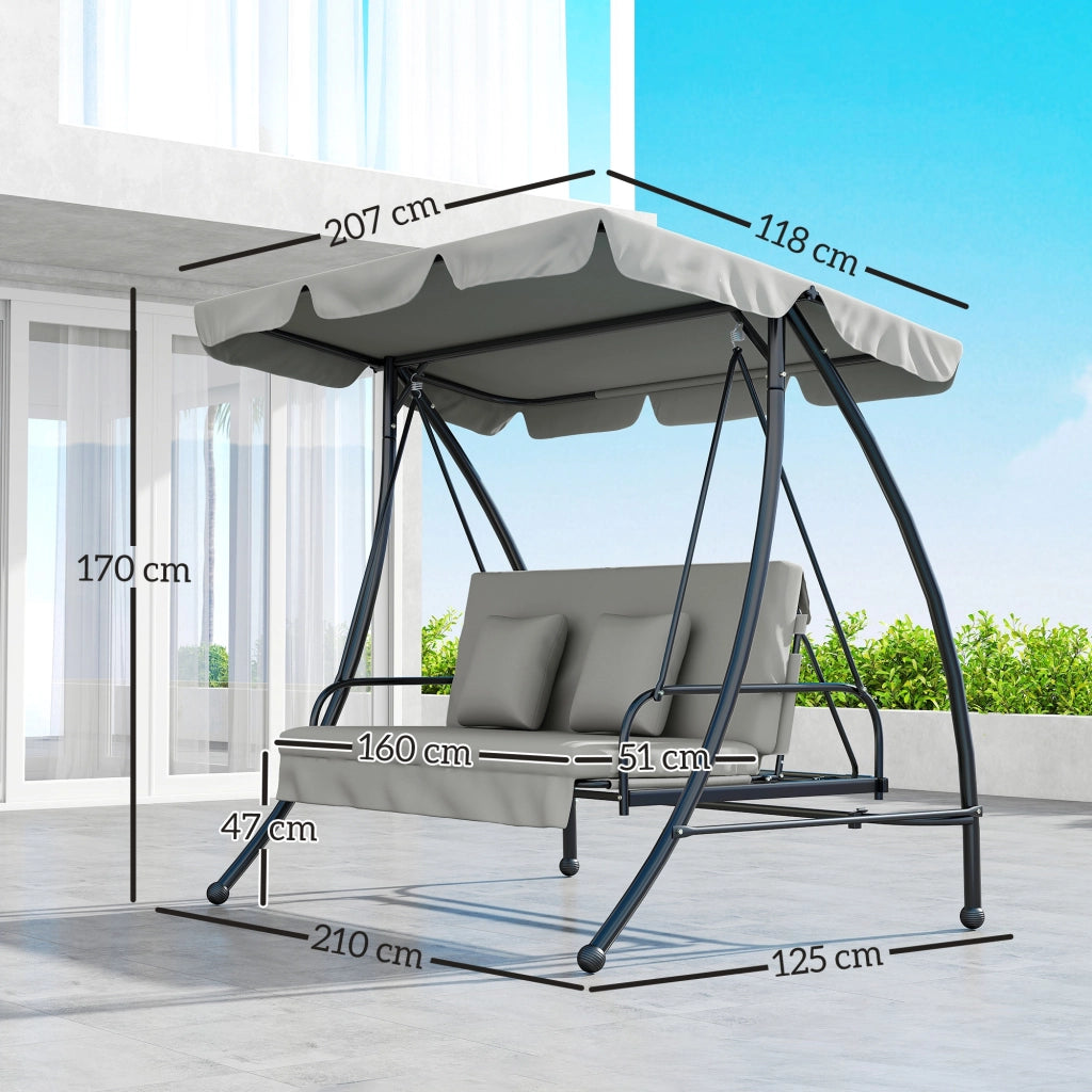 Altalena pratica all'aperto con area relax lettura perfetta per giardino e terrazza con finitura grigia