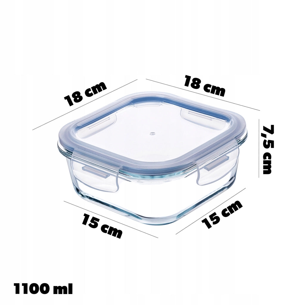 Contenitore per alimenti in vetro KADAX da 1100 ml con coperchio, ideale per il pranzo.