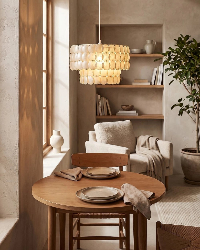 Lampadario Luce Beige Coco Shells Lampada a sospensione Stile Boho