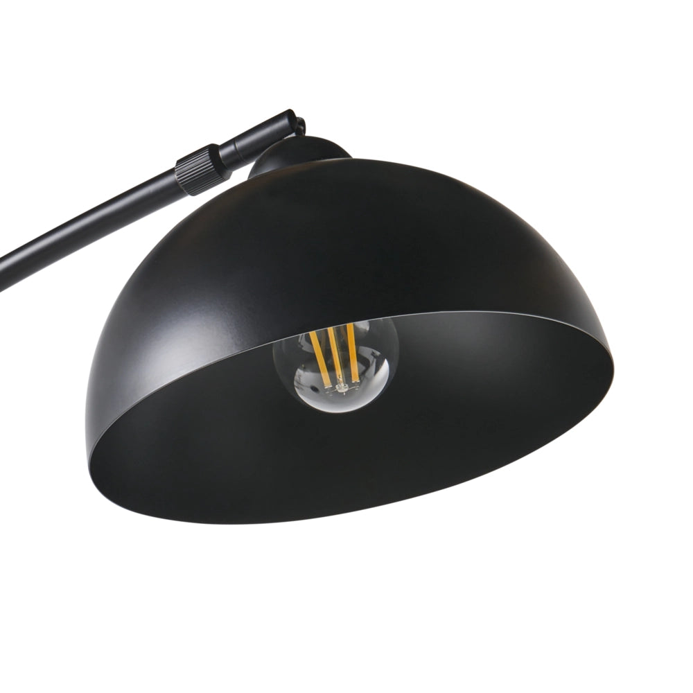 Lampada da terra a braccio struttura in metallo e paralume regolabile nero in stile moderno per soggiorno e camera da letto