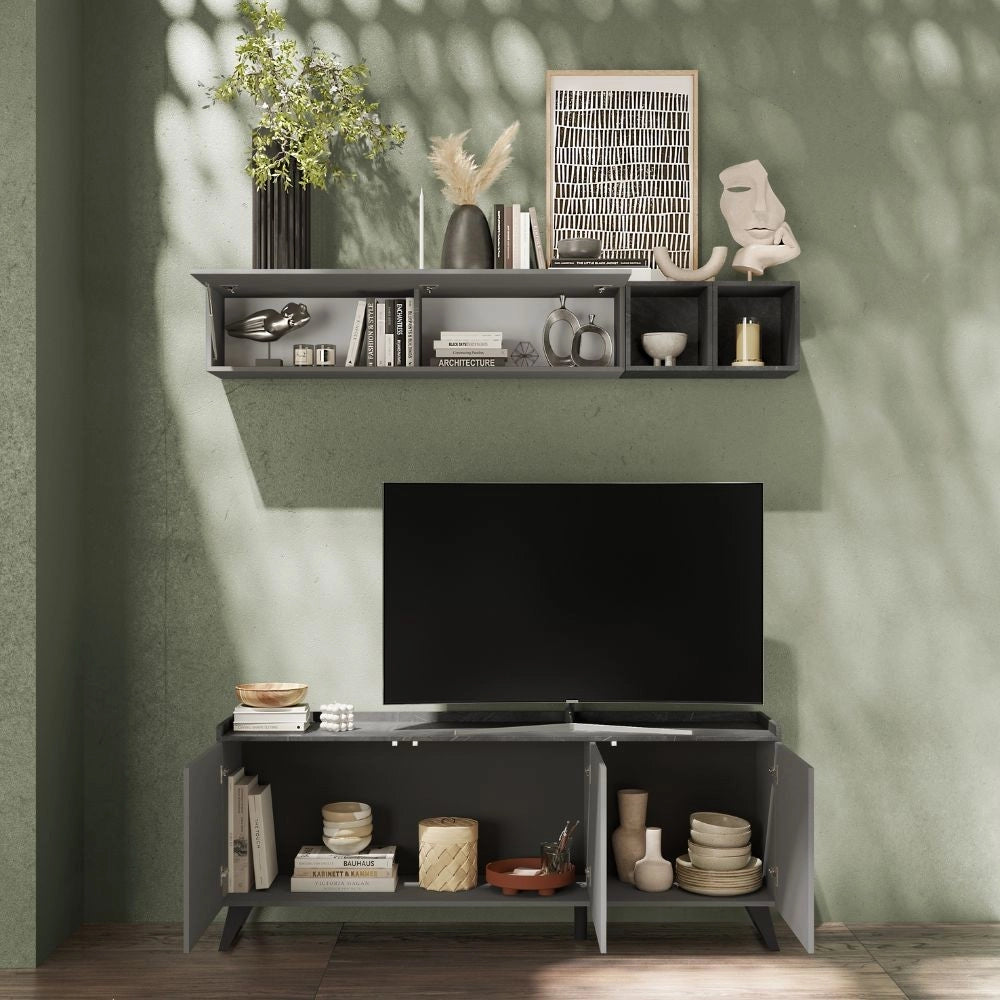 Porta tv ardesia e piombo 72x181x42