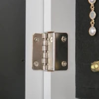 Armadietto Portagioie con Specchio Regolabile e Luci LED Bianco Caldo, 36x30x136 cm