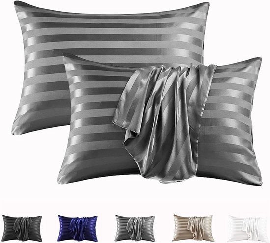 Set di cuscini copricuscino morbidi e puri in seta - 2 pezzi - copricuscino in seta imitazione - cuscino avvolgente - copricuscino letto - copricuscino rettangolare - rivestimento letto - multicolore - adatto per la cura dei capelli, serie home - 51x76cm
