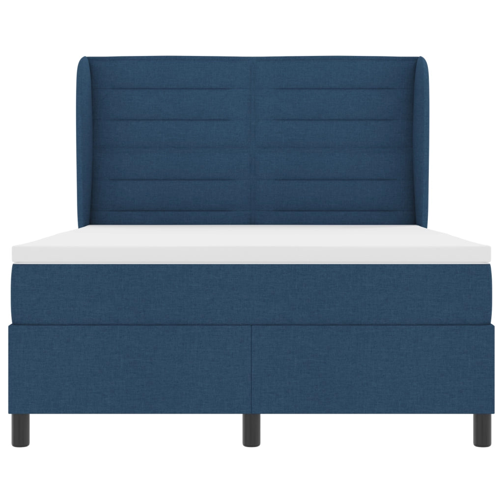 Letto a molle a box con materasso blu 140x190 cm in tessuto