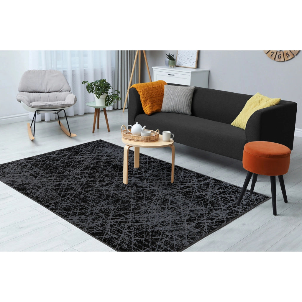 Tappeto Kalea a pelo corto con design a rilievo blu 80x150 cm
