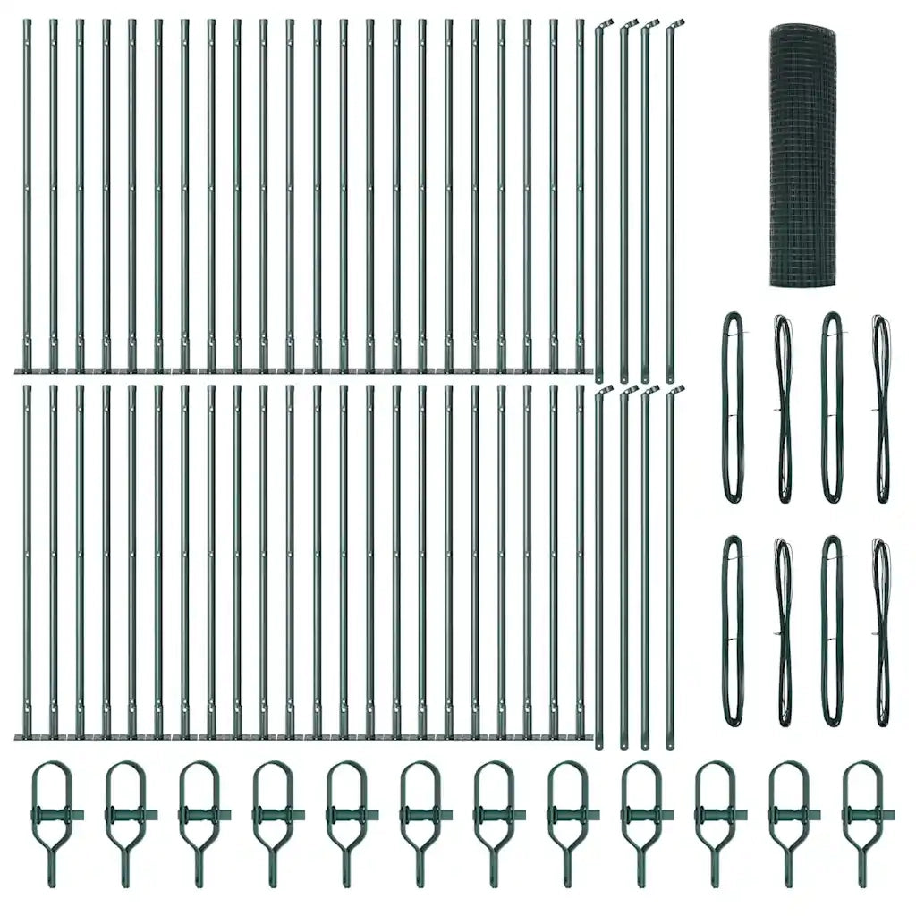 vidaXL Recinzione con pali. Verde 0.6 x 100 m Acciaio
