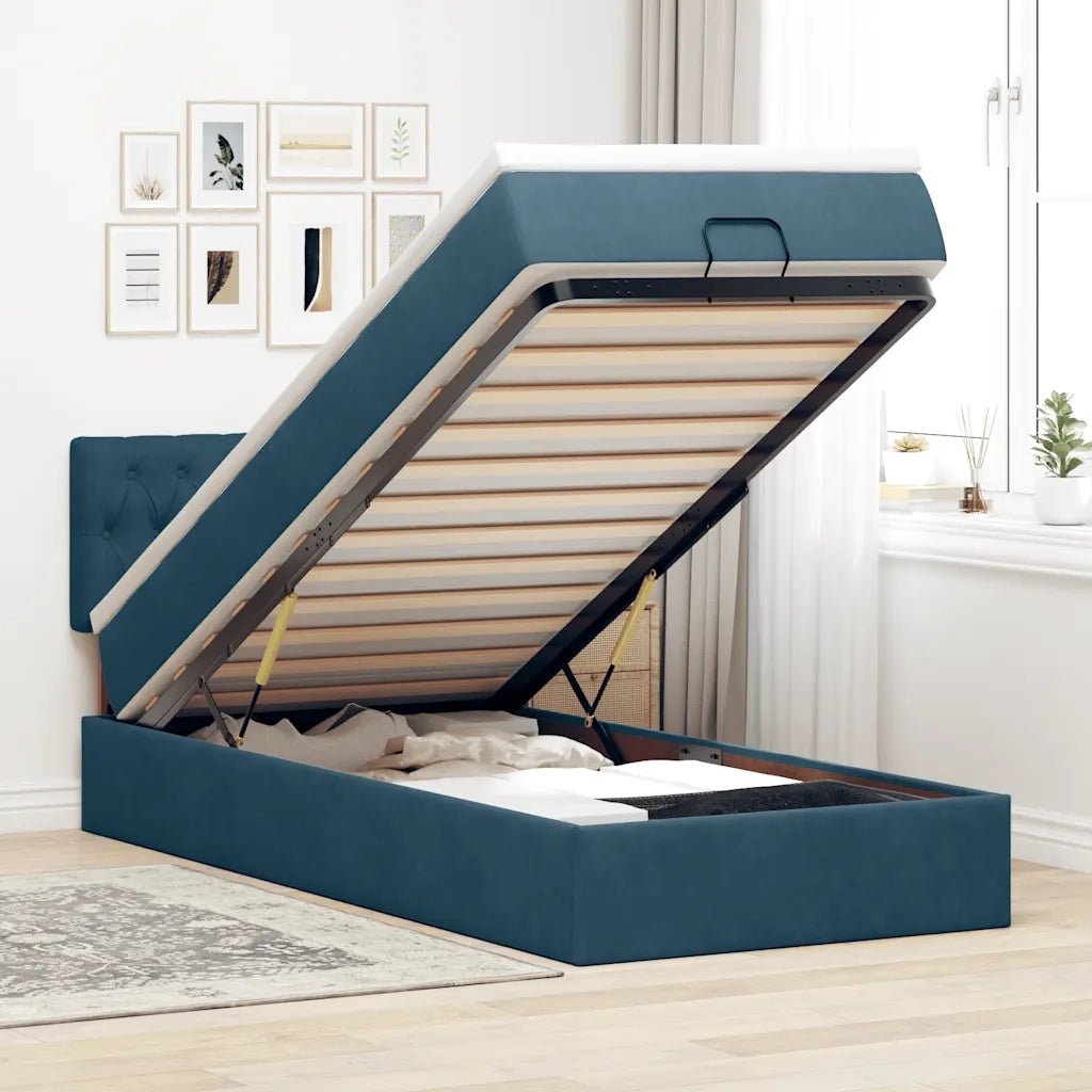 Struttura Letto Pouf con Materasso 90x200 cm in Velluto