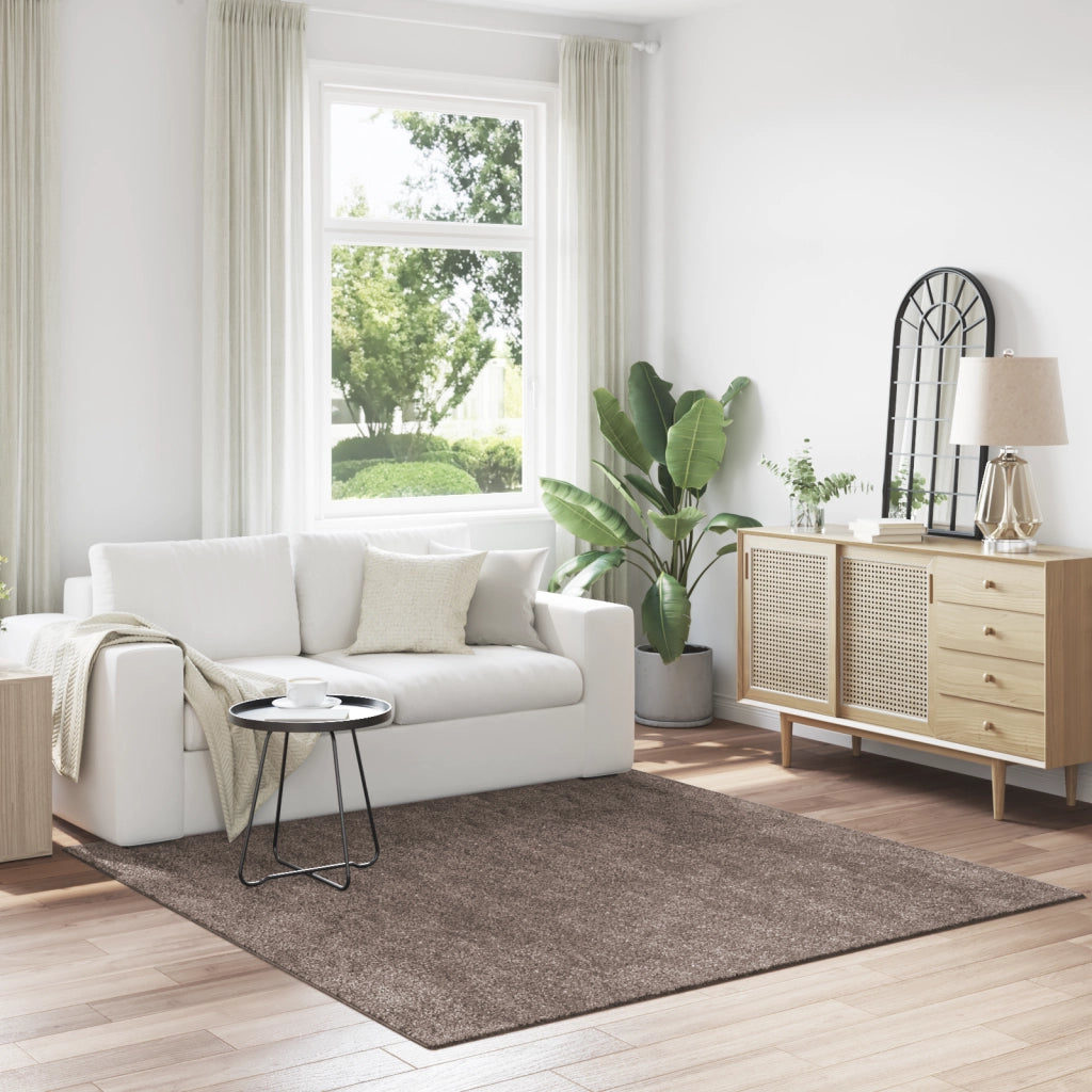 Tappeto shaggy  con supporto in lattice marrone 200x200 cm