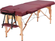 Massagestool pieghevole - 2-Zone Massagebed portatile con supporto testa e braccia - Altezza regolabile fino a 85,5 cm - 250 kg sostenibile - Rosso bordeaux