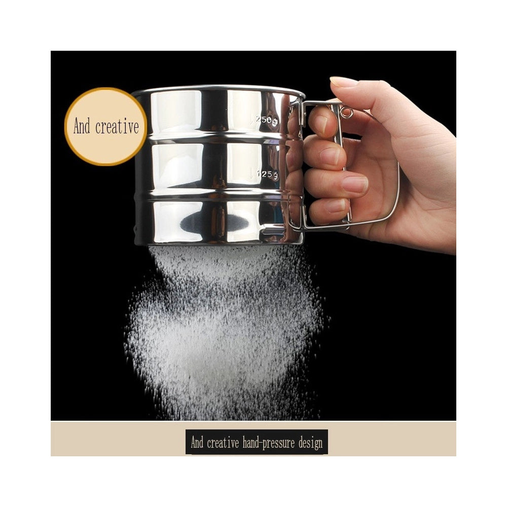 Trade Shop - Setaccio Da Cucina Per Farina E Zucchero A Velo Acciaio Inox Spolverare 250 Gr -