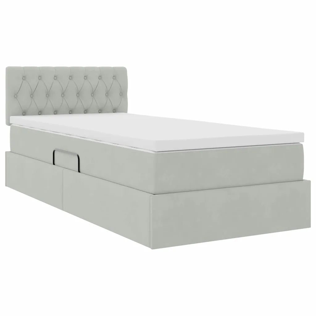 Letto con contenitore LED e materasso Grigio Chiaro