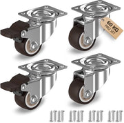 Set di 4 ruote per mobili 25 mm - - Ruote pieghevoli con freno fino a 15 kg per ruota - - Piccole ruote in gomma per uso interno - - Rotolamento silenzioso e vloervriendel - - Ruote di trasporto per molti tipi di pavimento