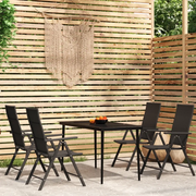 Set Mobili da Pranzo per Giardino 5 pz Nero cod mxl 36951