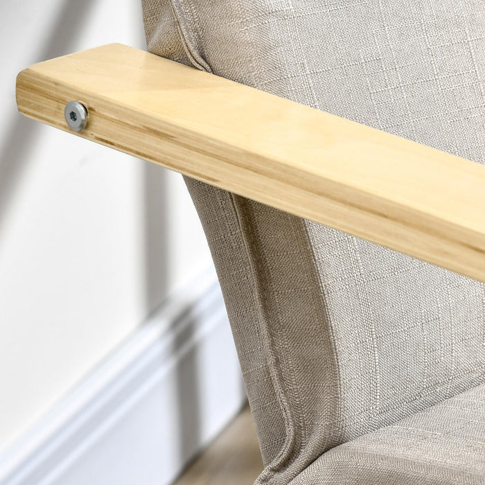 Poltrona Relax con Pouf 67x69x100 cm Cuscino Poggiatesta in Tessuto Effetto Lino Grigio