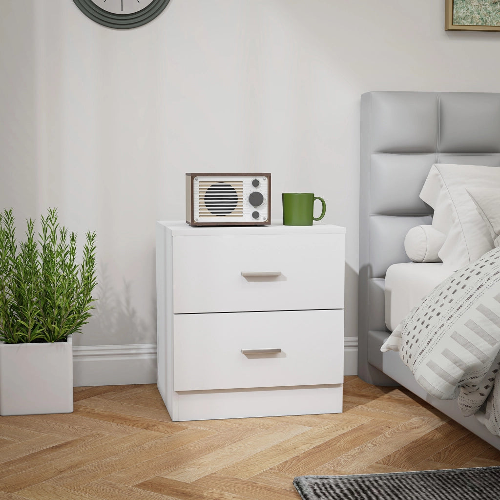 Tavolino da notte con 2 cassetti ¨C Zephmum ¨C Bianco 45x39,5x49 cm
