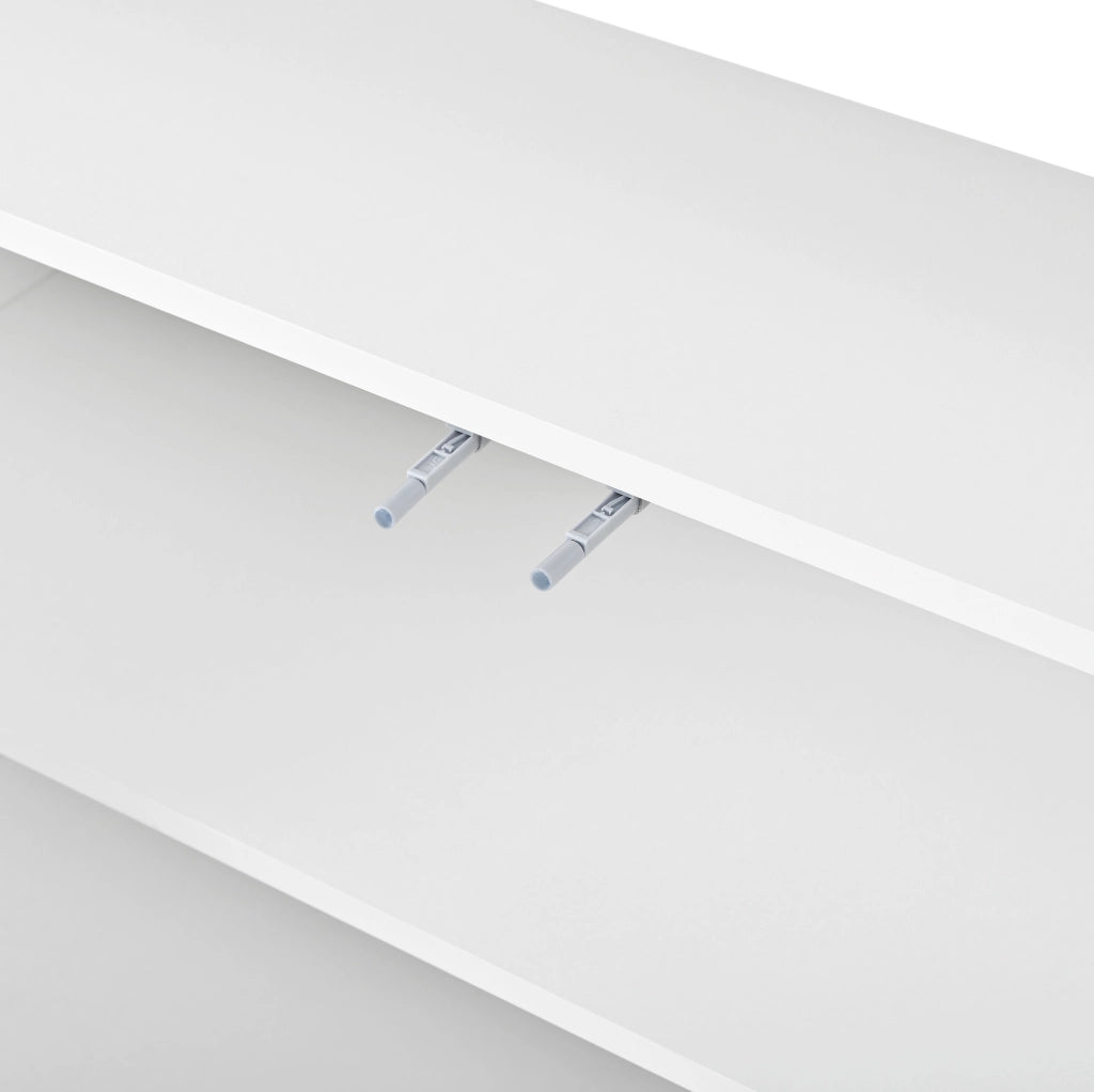 Madia 140 cm a 3 ante bianca lucida con vano in acrilico e LED controllati da app HAVRYA