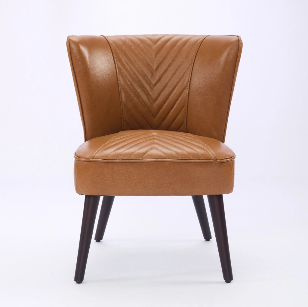 Poltrona lounge 56x62x72 cm marrone chiaro, senza braccioli, in pelle e legno
