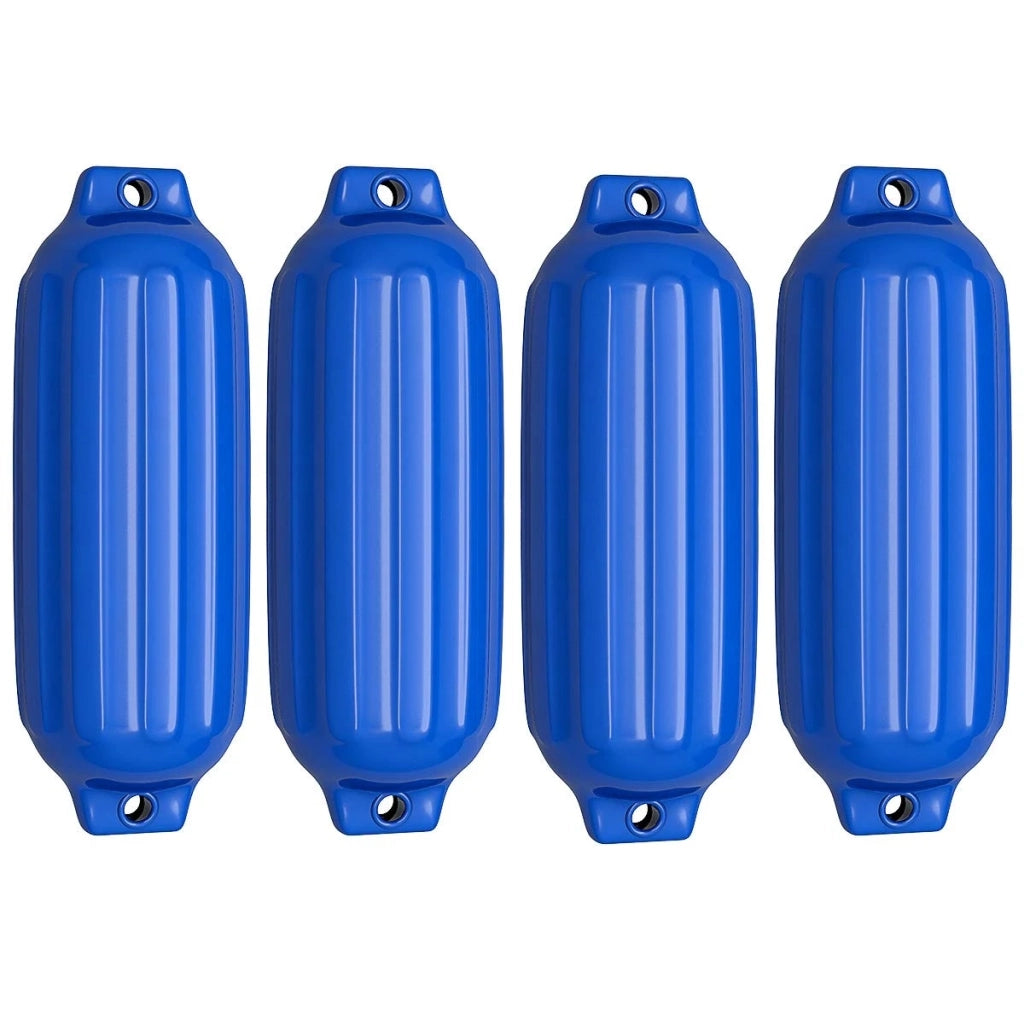 Set da 4 Parabordi Nautici per Barca in Vinile Marino Blu 8.5" x 27" Robusti e Resistenti per Ormeggio