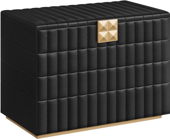 Collezione per la casa ANAH - Scatola di decorazione pieghevole con specchio, 4 pannelli, rivestimento PU imbottito, contenitori per gioielli, 17 x 28 x 20,5 cm, idea regalo, nero inchiostro JBC181B01